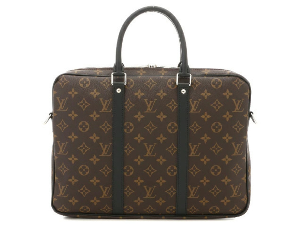 LOUIS VUITTON Port Voyage Handbag Monogram Macassar Brown